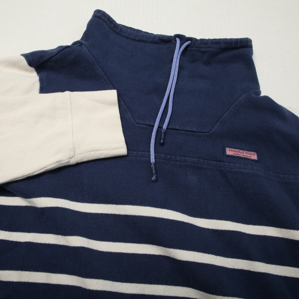 Vineyard Vines Pullover Womens Medium Blue White Striped Nautical Cotton Shep